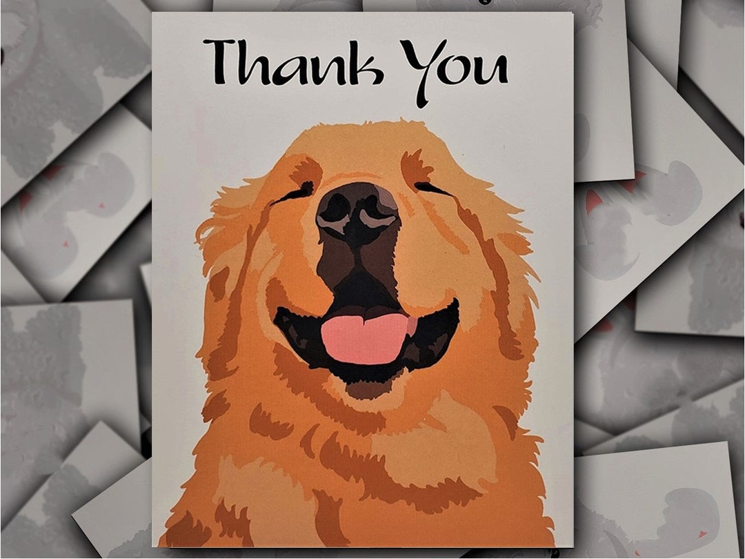 Golden Retriever Thank You Card, Single Card, Golden Retriever Dog
