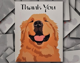 Golden Retriever thank you card, Single card, Golden Retriever dog thank you gift card, Golden Retriever puppy thank you greeting card