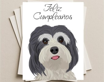 Tarjeta de cumpleaños para un habanés, tarjeta de regalo de cumpleaños en español para un habanés, tarjeta de felicitación de cumpleaños en blanco para un cachorro.