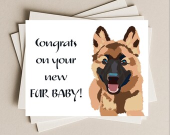 ¡Felicidades a la nueva mascota de su pastor alemán! Tarjeta de regalo para cachorro nuevo, tarjeta de regalo para perro nuevo, tarjeta de regalo para mascota nueva