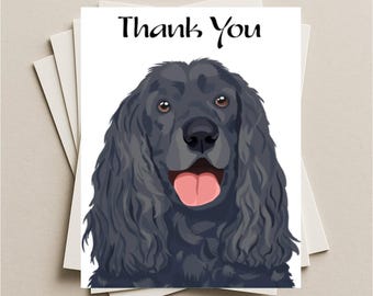 Tarjeta de agradecimiento para Cocker Spaniel, tarjeta de regalo para Cocker Spaniel negro, tarjeta de felicitación de agradecimiento en blanco para cachorro de mascota