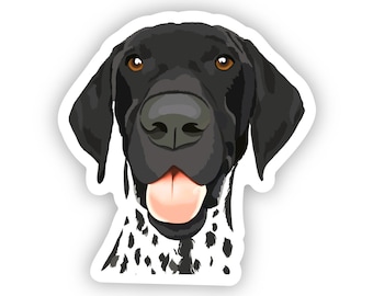 Black GSP German Shorthaired Pointer Dog Sticker, Die Cut Vinyl, Water Bottle, Laptop, Phone Case, Waterproof, Dishwasher Safe