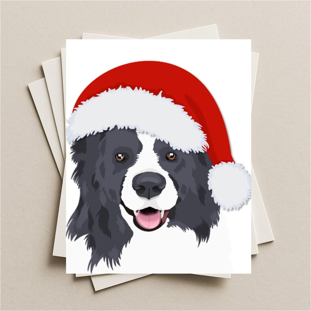 Border Collie Santa Card, Border Collie Christmas Card, Dog Gift Card ...