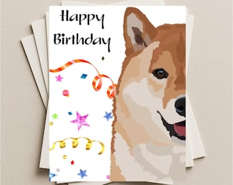 Tarjeta de cumpleaños de Shiba Inu con diseño de perro en el interior y mensaje, tarjeta de regalo de cumpleaños de perro, tarjeta de felicitación de cumpleaños de cachorro Shiba Inu