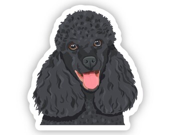 Pegatina de caniche negro, vinilo troquelado, para botella de agua, portátil, funda de teléfono, impermeable, apta para lavavajillas, resistente a arañazos y decoloración.