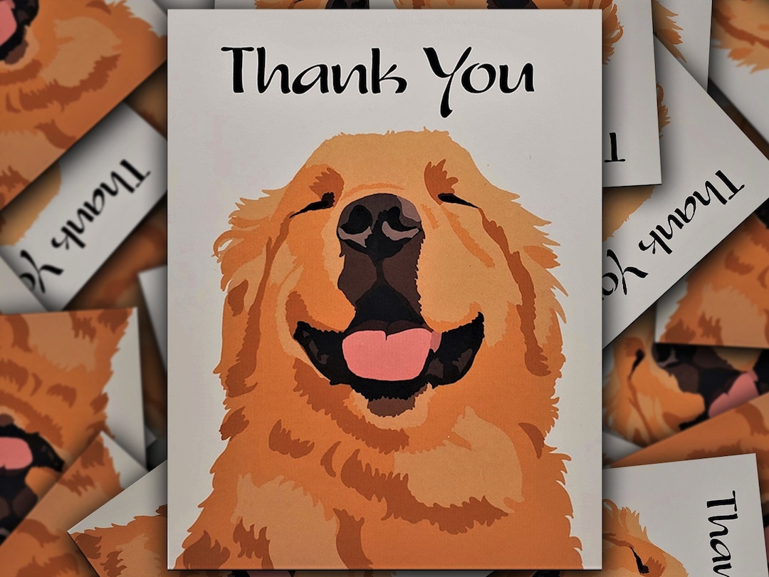 Golden Retriever Thank You Card Single Card Golden Retriever Etsy
