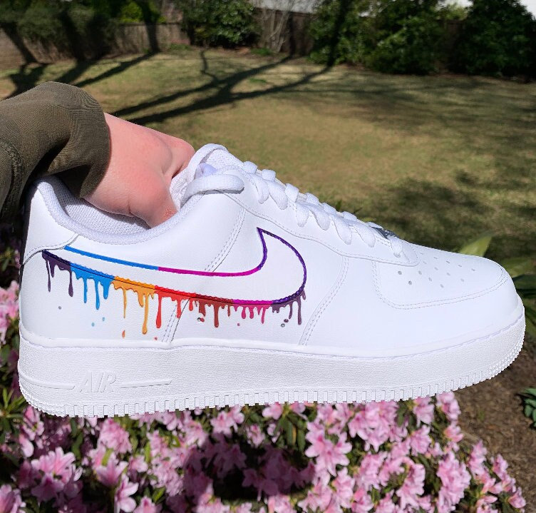 Rainbow Cartoon Drip Air Force 1's 🌈 – Tori's Custom Art