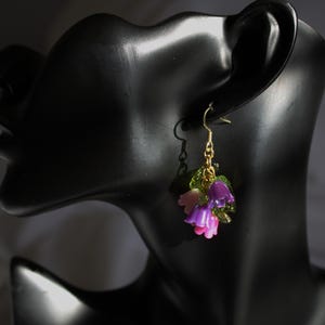 Purple And Pink Flower Dangle Earrings