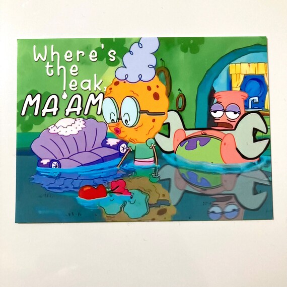 Sticker Spongebob Patrick Where's the Leak Ma'am - Etsy