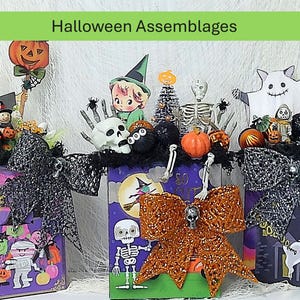 Halloween Trick or Treat Box: Miniature Charm Assemblage Decor