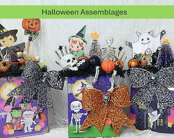 Halloween Trick or Treat Box: Miniature Charm Assemblage Decor