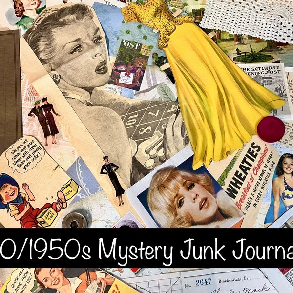 Mystery Retro 40s/50s Junk Journal Kit - 1940s junk journal kit - 1950s junk journal kit - retro junk journal - mystery kit - mystery kit