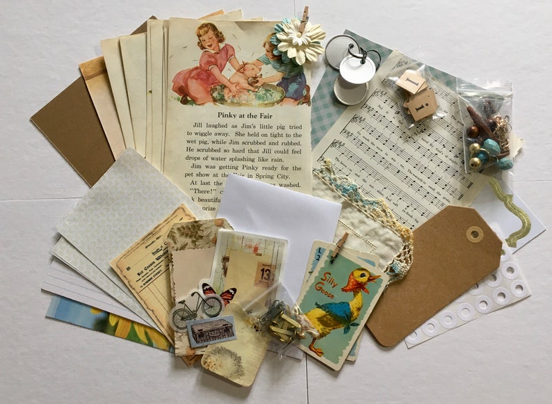 Vintage Junk Journal Grab Bag Junk Journal Supplies Junk Journal