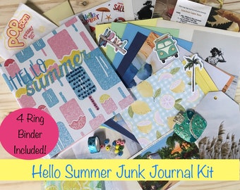 Summer DIY Junk Journal Kit: Scrapbook Paper, Ephemera, Stickers