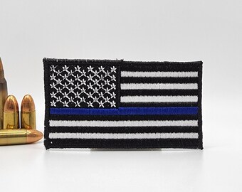 Thin Blue Line Patch | Blue Lives Matter | Police USA | American Thin Blue Line Flag | Support The Police | Back The Blue | American Flag