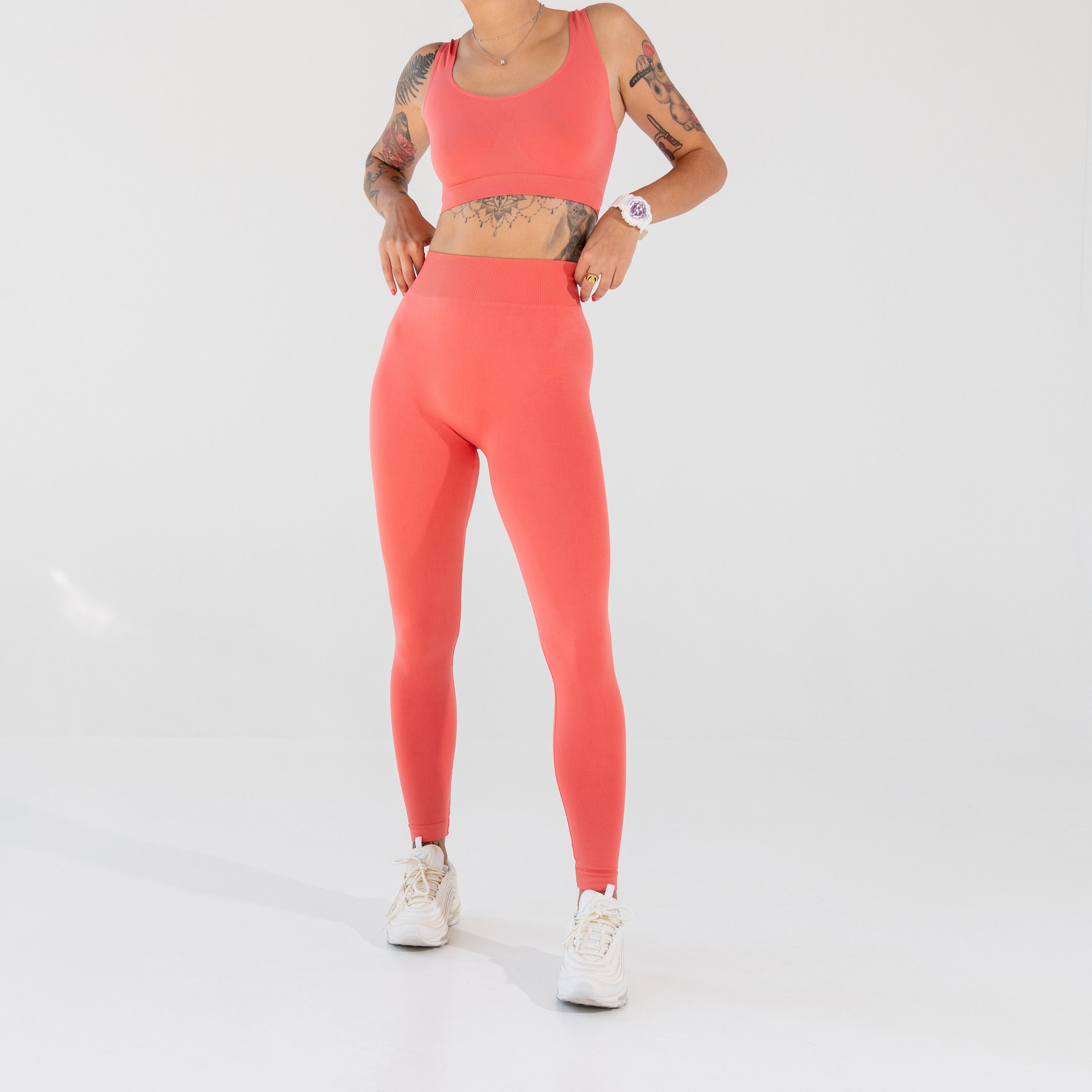 Performance Yoga Leggings - Short (Coral Heather)