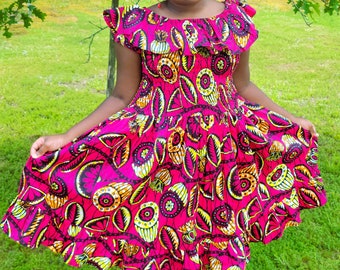 African Print Dress for Girls, Kids Ankara African Print Boho Maxi Dress, Gift for Daughter,  Grand Daughter Gift, Preschool Graduation Gift