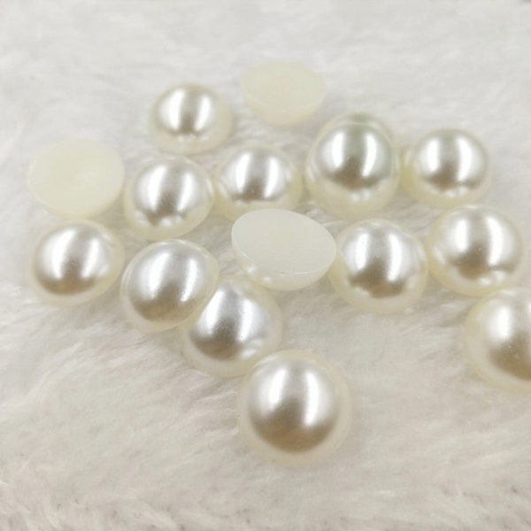 45pack IVORY Acrylic Flat Back Faux Pearl Beads for Jewelry, Shoes, Crafts, Clothes, Decoration, Handbags, Totes