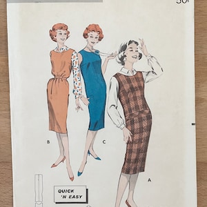 Vintage Blouse, Dress 3 Styles Original Butterick Sewing Pattern