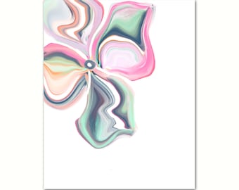 Marbleized Flower Art Print, Colorful Swirl (Digital Download)