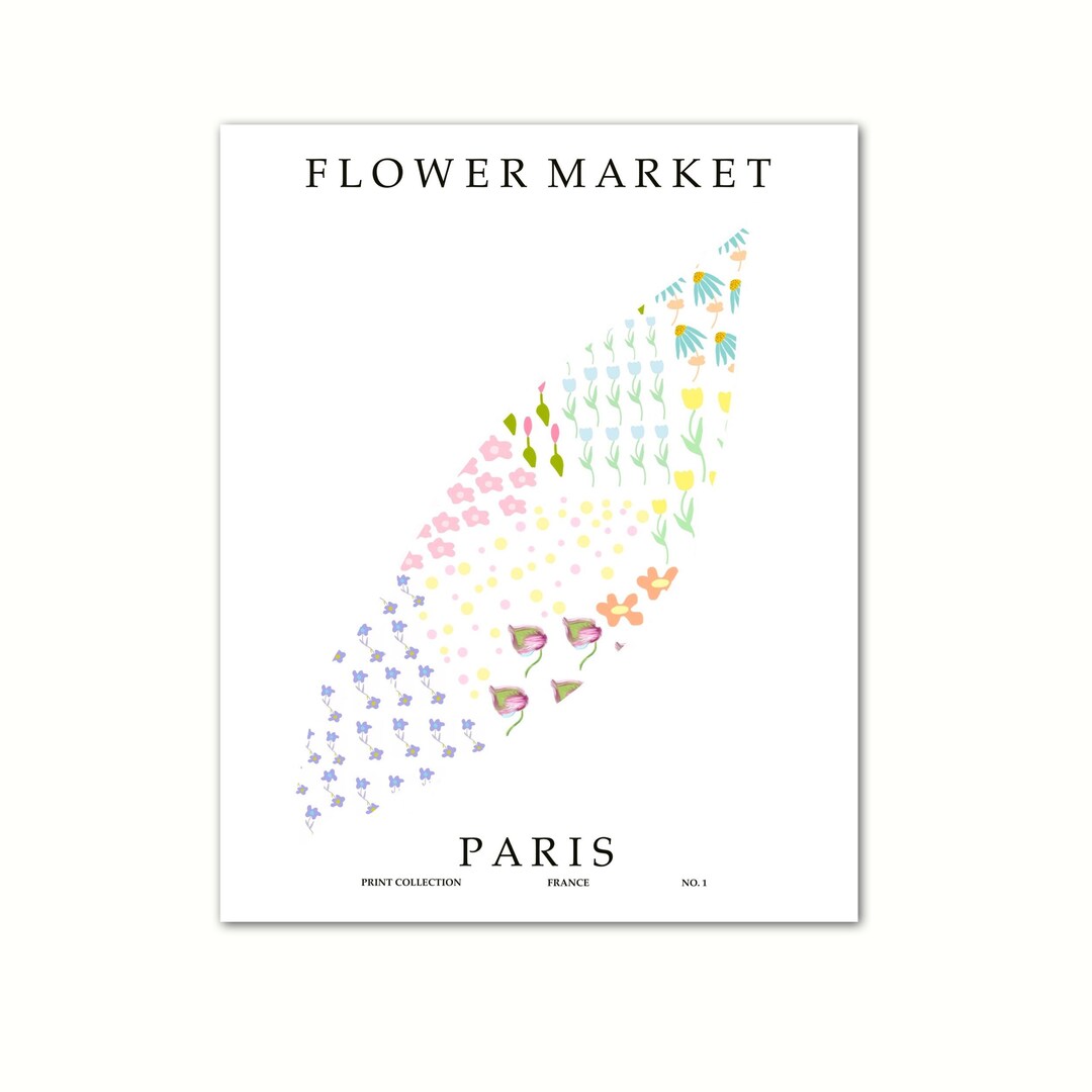 Flower Market Paris Flower Market Print French Poster Etsy