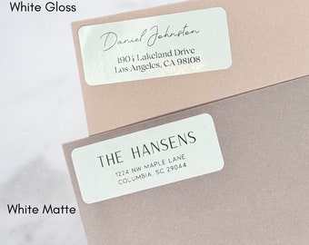 White Matte or White Gloss Return Address Labels, Wedding Address Labels, Custom Labels, Personalized Address Labels, Address Labels