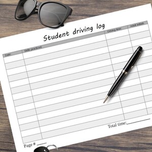 Student rijlogboek Digitale PDF afdrukbaar zwart-wit