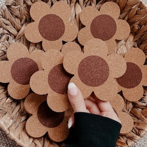 Daisy Cork Coasters - Flower Coasters - Floral Coaster - Trendy Coasters - Glass Beer Can Coaster - Cute Drink Accessories