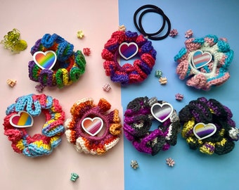 Cute Handmade Crochet Pride Theme Scrunchies