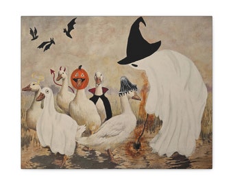 Thrifted Ghost Painting - Halloween wall art - Ghost Painting - Halloween Décor - Trick or treating ducks - Viral Tiktok Ghost painting -