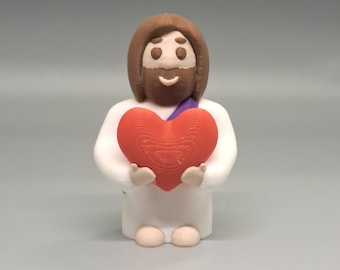 Little Jesus With Heart STL, Heart STL for 3D Printing,  Christian STL, Congregation Gift, Sunday School Gift, Cross stl