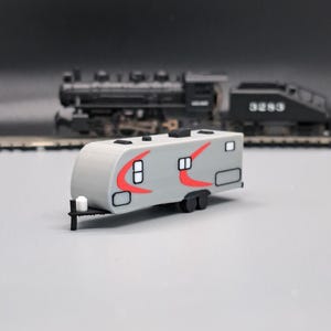 N Scale Travel Trailer, 1:160 Scale, 3D Printed Model Railroad Travel Trailer, Model Railroad Travel Trailer, N Scale RV, N scale Motor Home