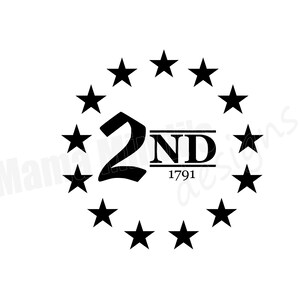 以下が含まれることがあります： 星で囲まれた円の中に「2」と「ND」の文字、下に「1791」の年号が書かれた白黒のグラフィックデザインです。