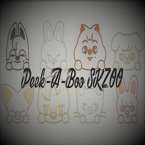 Peek-A-Boo SKZOO: BbokAri, Dwaekki, Foxi-Ny, Han Quokka, Jiniret, Leebit, PuppyM, and Wolf Chan SVGs