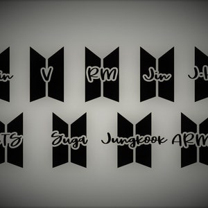 Logotipo de BTS: J-Hope, Jimin, Jin, Jungkook, RM, Suga, V, BTS y Army SVG