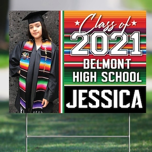 Graduation Yard Sign and H-Stake | 24&quot;x18&quot; | Double-Sided | Corrugated Plastic Sign | Coroplast | Outdoor | Waterproof