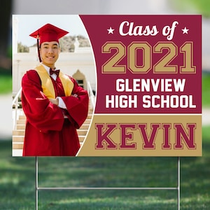 Graduation Yard Sign and H-Stake | 24&quot;x18&quot; | Double-Sided | Corrugated Plastic Sign | Coroplast | Outdoor | Waterproof