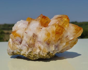 Racimos de drusas de cristal de citrino, geoda de drusa de citrino en bruto, 2,54 libras.