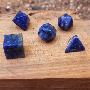 Sodalite Sacred Geometry Crystal Set | 5 pcs Crystal Quartz Platonic Solids | Healing Stones for Chakra Balancing