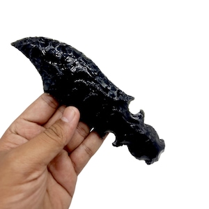 6 Inch Black Obsidian knife – Hand-Knapped Lava Blade, Man-Made Stone swoard, Handmade Quality Crystal Obsidian Knife
