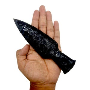 Coltello Athame in ossidiana nera da 6" Coltello fatto a mano con lama in pietra lavica e cristallo lavorato a mano