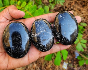 Black Tourmaline Palm Stone | Polished Pocket Tourmaline | Grounding Meditation | Natural black Tourmaline Gift