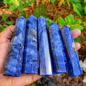 Sodalite Crystal Tower | Polished Crystal Point & Obelisk | Blue Healing Sodalite Gemstone | Premium Quality Healing Crystal