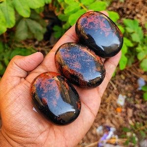 Mahogany Obsidian Palm Stone | Pocket & Worry Stone | Root Chakra Healing | Shadow Work Protection Crystal