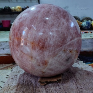 482MM AAA Grade Rose Quartz Sphere | 156 KG Large Polished Love Stone with Stand | Spiritual Healing & Home Decor Gift&quot;