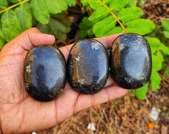 Genuine Nuummite Palm Stone  | Empath Protection & Past Life Meditation Tool | Polished Collector Crystal