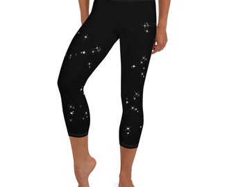 Black Glitter Capri Leggings