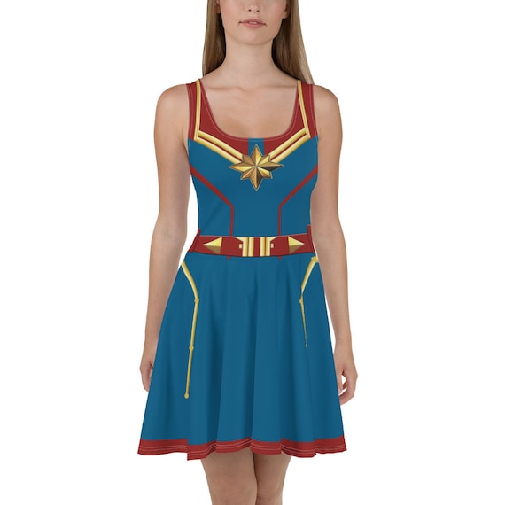 marvel skater dress Captain Marvel Inspired Skater Dress
