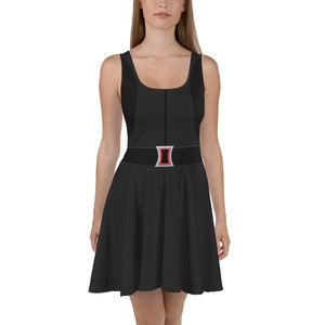Schwarzes Spinnen Skater Kleid