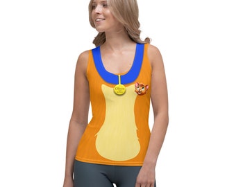 May include: A sleeveless tank top with an orange and yellow design featuring a cartoon cat with a blue collar and a gold tag that says "Oliver & Co."